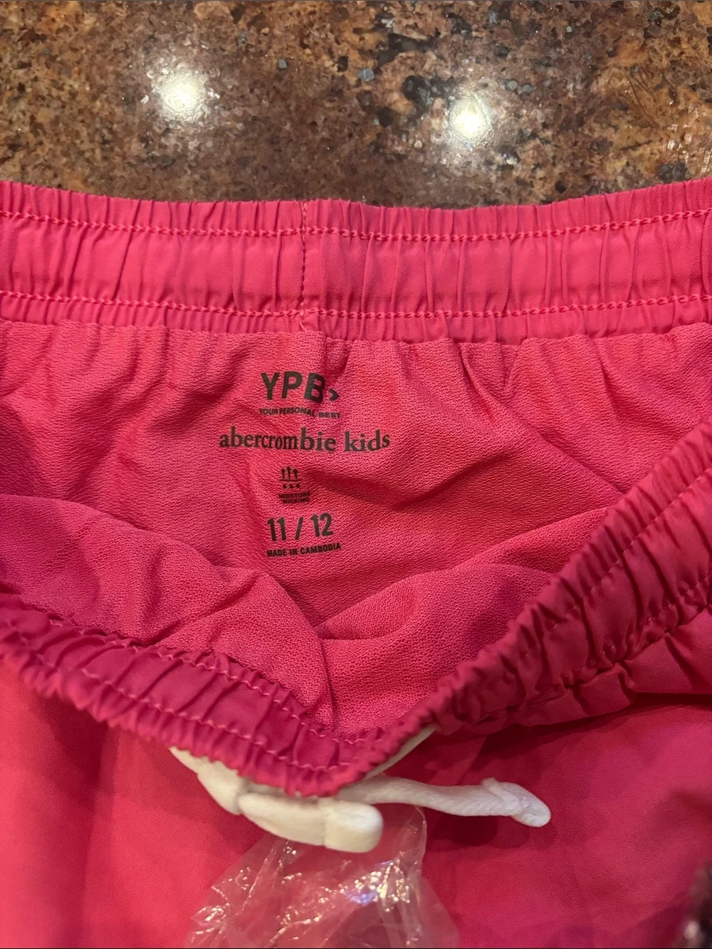 abercrombie kids Bright Pink Athletic Shorts with White Trim